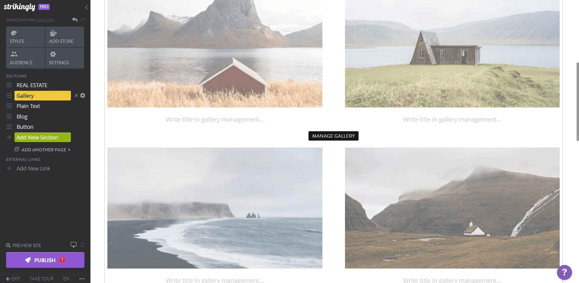 Manage gallery section Manage gallery section